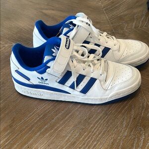 Adidas Men’s White and Blue Sneakers